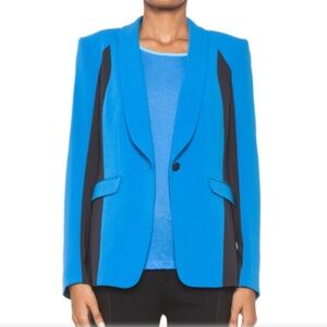 rag & bone Jefferson Blue Grey Colorblock Fitted Blazer Silk Blend Chic 2